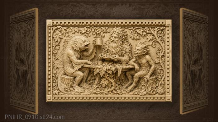 Mythical feast with whimsical company 3d STL model