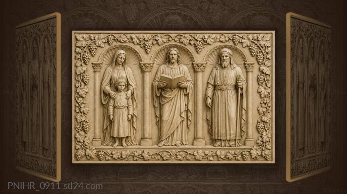 Sacred family with wise man 3d STL model