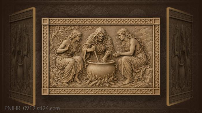 Witches brew cauldron magic scene 3d STL model