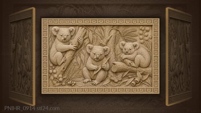 Koalas among eucalyptus and blossoms 3d STL model