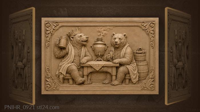 Crowned bear raising a tankard in the steam 3d STL model