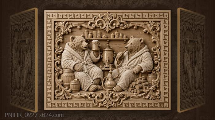 Hookah and beer mug beside stacked firewood 3d STL model