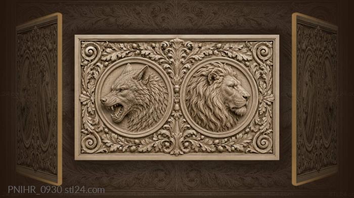 Animal heads in ornate frames 3d STL model