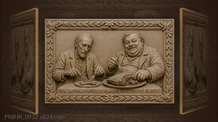 Old man and hearty feast 3d STL model