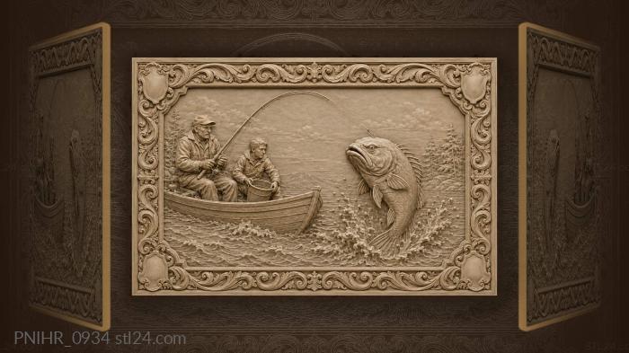 Fishermen with impressive catch afloat 3d STL model