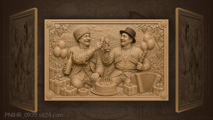 Caucasian toasting friends festive celebration 3d STL model