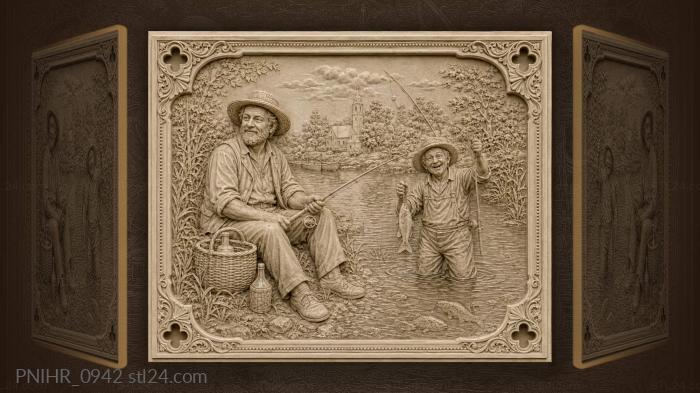 Riverside fishing joyful catch contentment 3d STL model