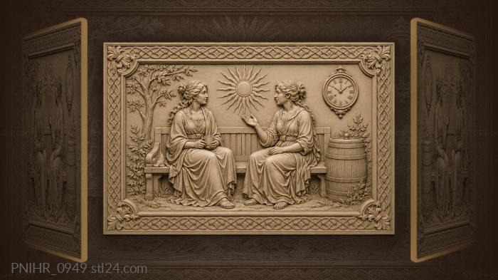 Two women on a bench under the sun 3d STL model
