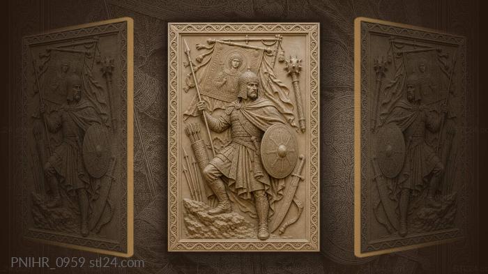 Byzantine warrior beneath saint banner 3d STL model