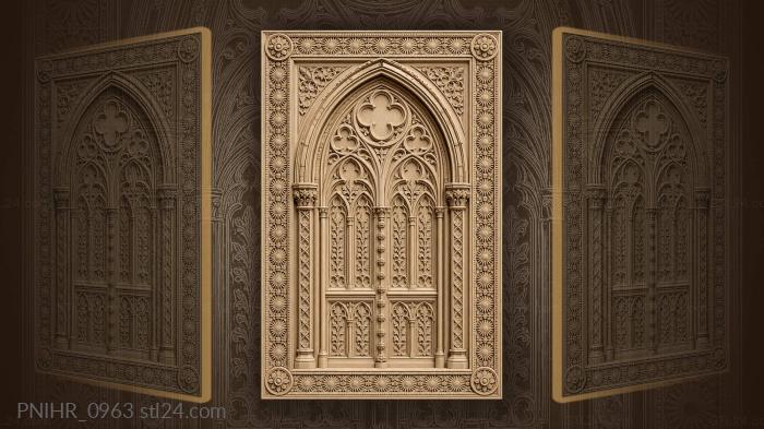Gothic doorway sunburst floral columns 3d STL model