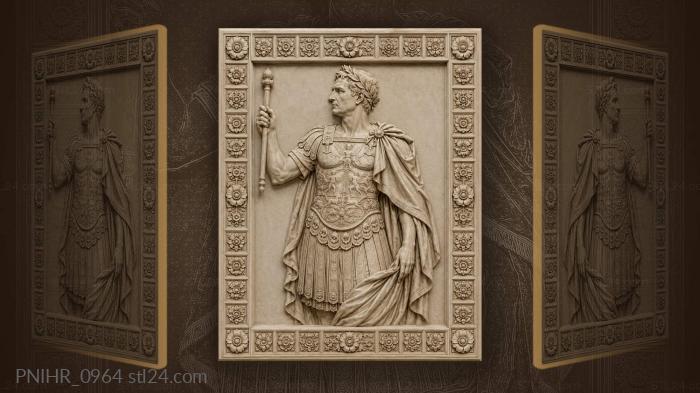Roman emperor in a laurel wreath with scepter 3d STL model