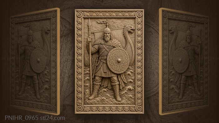 Viking warrior with dragon longship 3d STL model