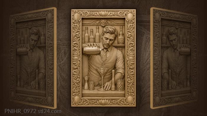 Bartender crafting perfect martini cocktail 3d STL model