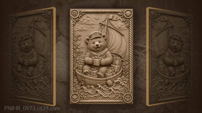 Bear sailor with gifts afloat 3d STL model