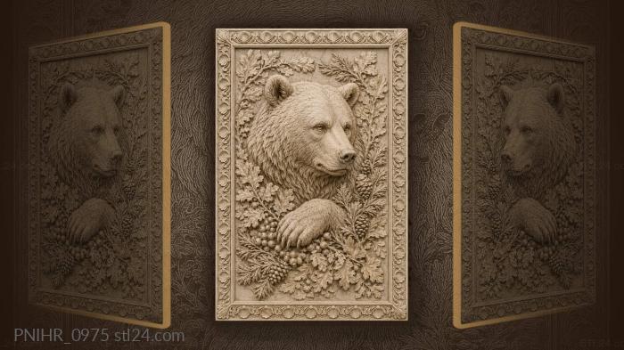 Bear among berries and pine branches 3d STL model