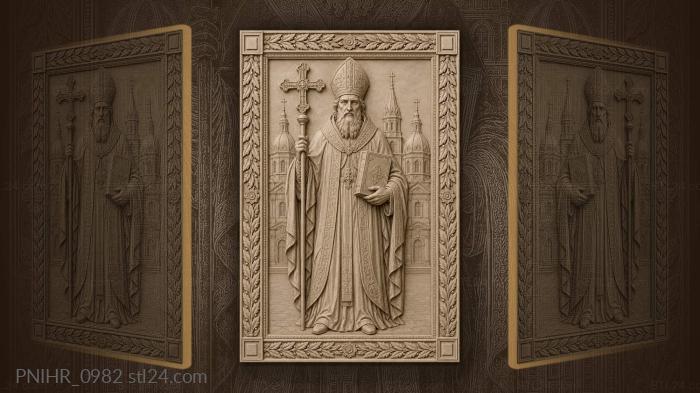 Bishop with cross and holy towers 3d STL model