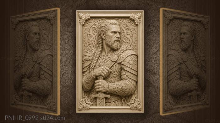 Warrior bust with long braid 3d STL model