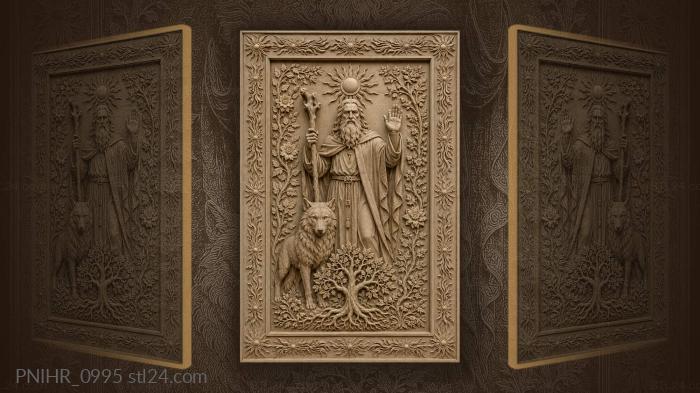 Blessing hand above a wolf and sun 3d STL model