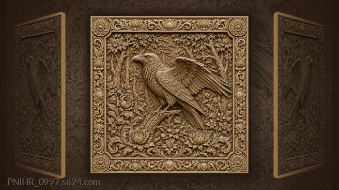 Raven in enchanted forest symmetry 3d STL model