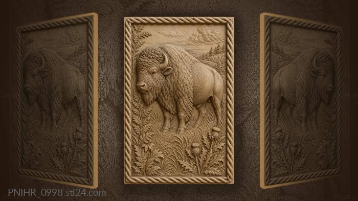 Bison in summer meadow grasses 3d STL model