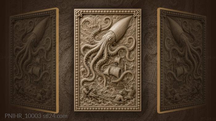 Giant squid above the sailors 3d STL model