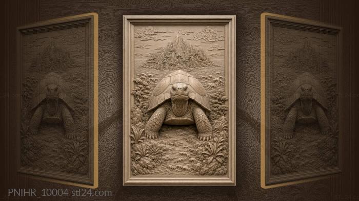 Tortoise among waves and island 3d STL model