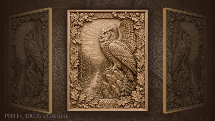 Owl above a river in the pines 3d STL model