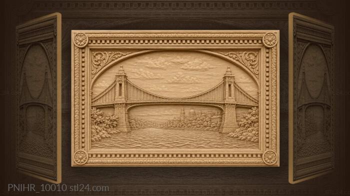 City bridge distant skyline water 3d STL model
