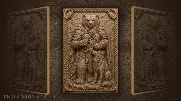 Armored bear holding a ring and key 3d STL model