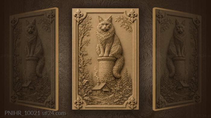 Regal cat above cozy cabin 3d STL model