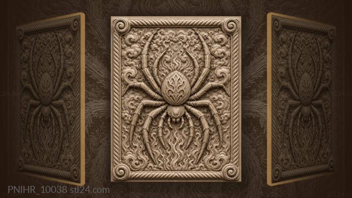 Spider with ancient symbol flames 3d STL model