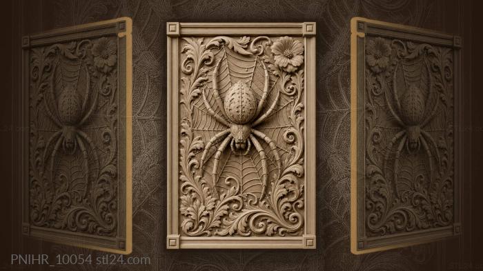 Hanging in web among leaf motifs 3d STL model