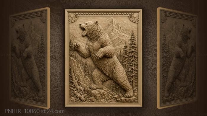 Roaring bear among mountain pines 3d STL model