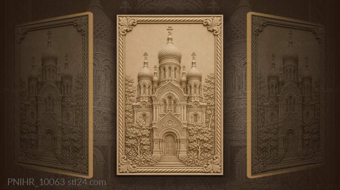 Majestic church among leafy trees 3d STL model