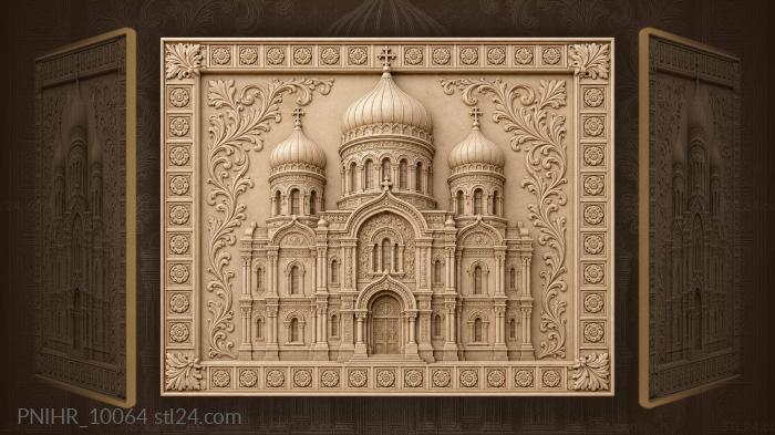 Grand church with golden domes 3d STL model