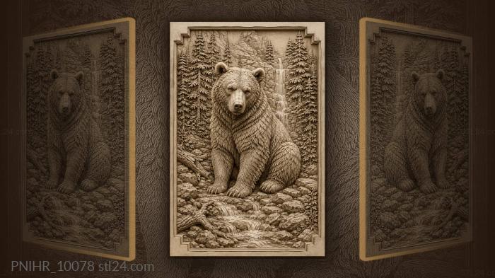 Grizzly by the waterfall on stony river 3d STL model