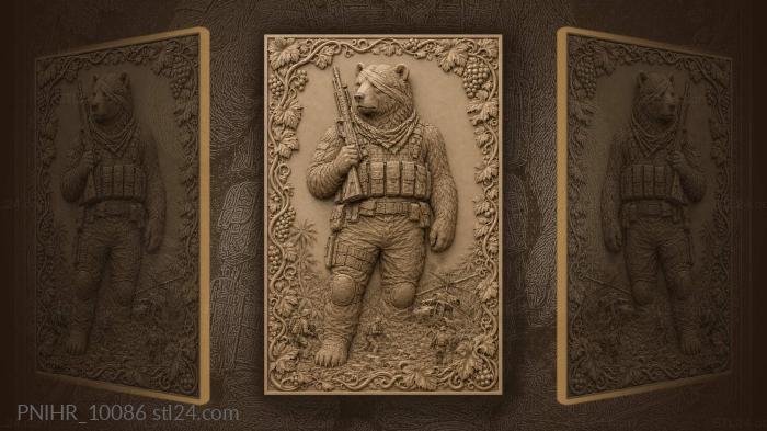 Brave bear soldier in jungle war 3d STL model