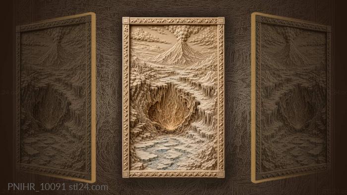 Volcanic peaks and glacial canyon 3d STL model