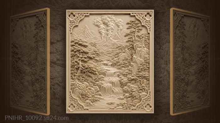 Waterfall with three plumes of steam 3d STL model
