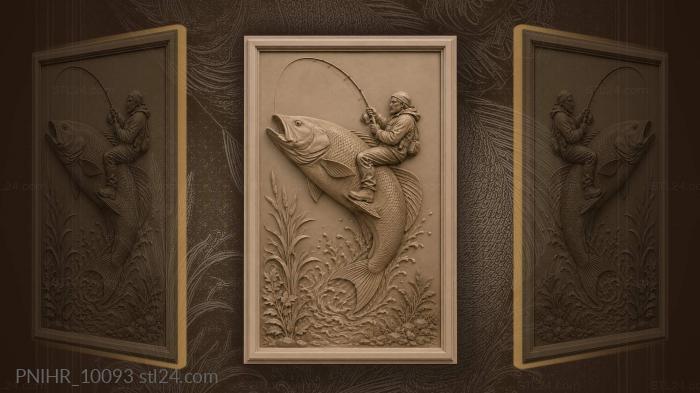 Angler riding a leaping fish 3d STL model