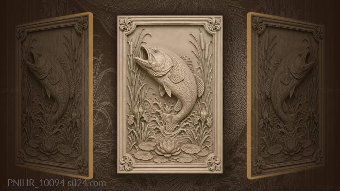 Leaping fish among water reeds 3d STL model