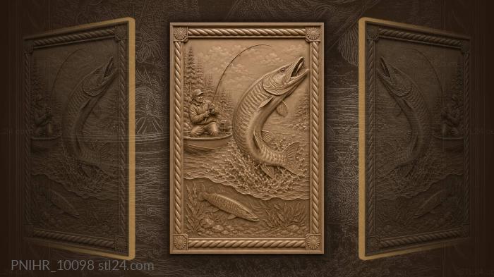 Boat and a pike with a lure 3d STL model