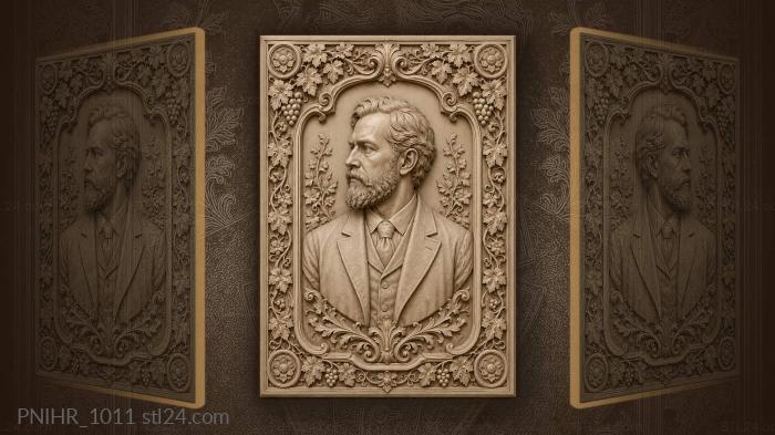 Noble gentleman with floral frame 3d STL model
