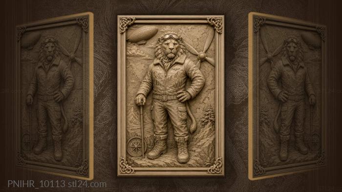 Aviator lion adventurer bold explorer 3d STL model