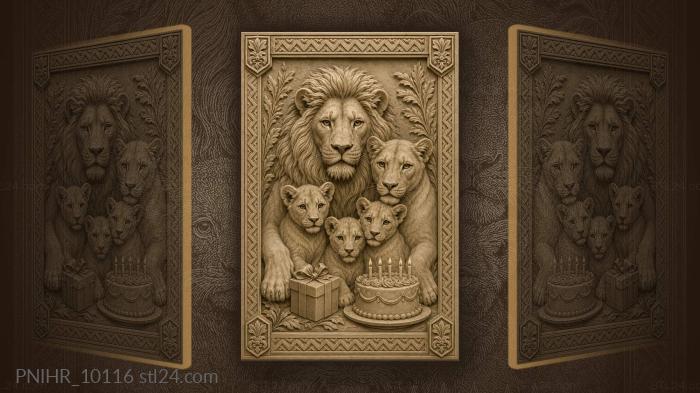 Cake and gift for the lion family 3d STL model