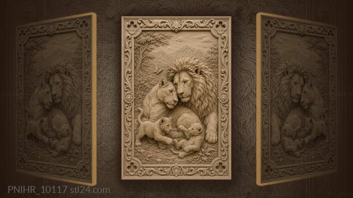 Lion nuzzling lioness with a butterfly 3d STL model