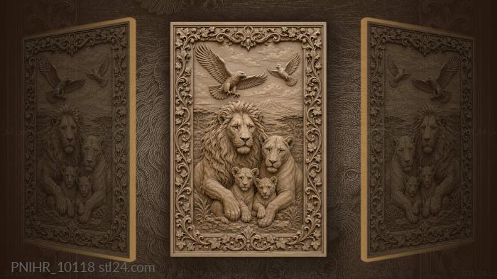 Eagle and dove above a fiery mane 3d STL model