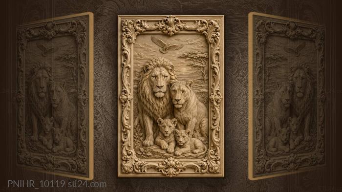 Sunset behind trees near the lion cubs 3d STL model