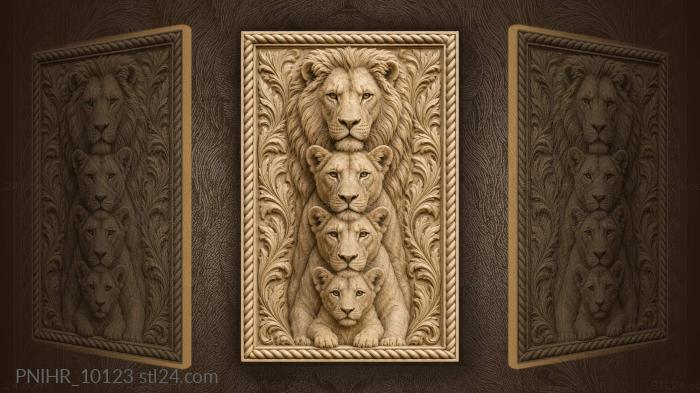 Majestic lions proud family scene 3d STL model