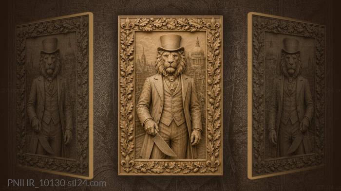 Lion in suit with city view 3d STL model